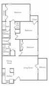Three bedroom, two bathroom apartment home floor plan Three bedroom, two bathroom apartment home floor plan at Berry Falls Apartments, Vestavia Hills